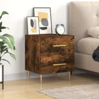 Mesita De Noche - Mueble De Dormitorio - Madera Contrachapada - Roble Ahumado (40x35x47.5cm)
