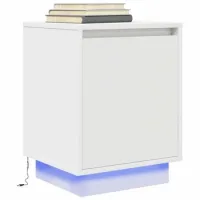 Mesilla De Noche - Mueble Para Dormitorio - Madera De Ingeniería - Blanco (38x34x50cm)