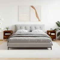 Mesitas De Noche (2 Uds) - Mueble Dormitorio - Madera Ingeniería - Roble Ahumado (40x35x50cm)