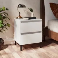 Mesita De Noche - Mueble Para Dormitorio - Madera Contrachapada - Blanco (40x35x50cm)
