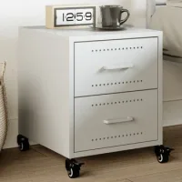 Mesita De Noche - Mueble De Dormitorio - Acero Laminado En Frío - Blanco (36x39x43.5cm)