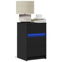 Mesita De Noche - Mueble Para Dormitorio - Madera De Ingeniería - Negro (38x34x61cm)
