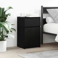 Mesilla De Noche - Mueble Para Dormitorio - Madera De Ingeniería - Negro (39x35x65cm)