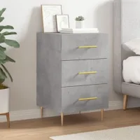 Mesita De Noche - Mueble De Dormitorio - Madera De Ingeniería - Gris Hormigón (40x40x66cm)