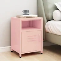 Mesita De Noche - Mueble Para Dormitorio - Acero - Rosa (35x35x51cm)