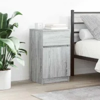 Mesitas De Noche (2 Uds) - Mueble De Dormitorio - Madera De Ingeniería - Gris (39x35x65cm)