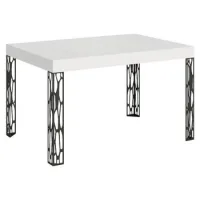Mesa Extensible Kiza Con Patas De Acero Antracita-color Blanco-ancho Extensible