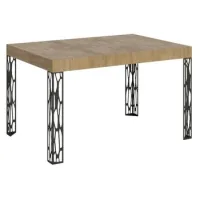 Mesa Extensible Kiza Con Patas De Acero Antracita-color Natural-ancho Extensible