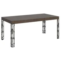 Mesa Extensible Kiza Con Patas De Acero Antracita-color Marrón-ancho Extensible