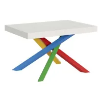 Mesa Extensible De Diseño Con Patas Entrelazadas Multicolor Artemis-color Blanco-ancho Extensible