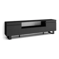 Mueble Tv, Televisión, Muebles De Salón, Almacenaje, 200x57x35cm, Para Tv Hasta 80", Diseño Industrial, Estilo Moderno, Negro