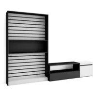 Muebles De Salón Para Tv, Conjunto De Muebles Comedor, 260x186x35cm, Para Tv Hasta 65", Mueble Televisión, Estilo Moderno, Blanco Y Negro