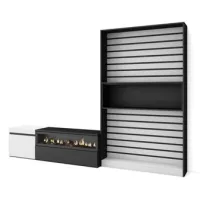 Muebles De Salón Para Tv, Conjunto De Muebles Comedor, 260x186x35cm, Para Tv Hasta 65", Chimenea Eléctrica, Estilo Moderno, Blanco Y Negro