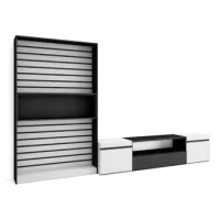 Muebles De Salón Para Tv, Conjunto De Muebles Comedor, 310x186x35cm, Para Tv Hasta 80", Mueble Televisión, Estilo Moderno, Blanco Y Negro