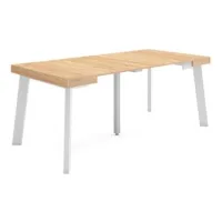 Mesa Consola Extensible, Mesa Comedor Plegable, 180, Para 8 Comensales, Patas De Madera, Estilo Moderno, Roble