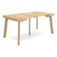 Mesa Consola Extensible, Mesa Comedor Plegable, 160, Para 8 Comensales, Patas De Madera, Estilo Moderno, Roble