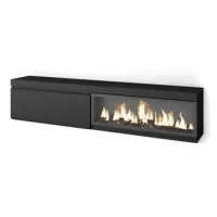 Mueble Tv, Televisión, Muebles De Salón, Almacenaje, 210, Para Tv Hasta 80", Chimenea Eléctrica Xxl, Estilo Moderno, Negro