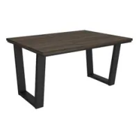 Mesa Comedor, Mesa Fija Cocina Y Salón, 140x90x74 Cm, Para 6 Comensales, Muebles Comedor, Estilo Industrial, Roble Oscuro