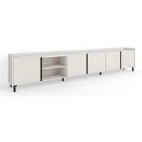 Mueble Tv, Televisión, Muebles De Salón, Almacenaje, 309x61x35 Cm, Para Tv Hasta 80", Diseño Industrial, Estilo Moderno, Beige