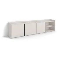 Mueble Tv, Televisión, Muebles De Salón, Almacenaje, 207x50x35 Cm, Para Tv Hasta 80", Con Almacenamiento, Estilo Moderno, Beige