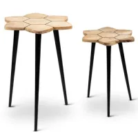 Set 2 Mesas Auxiliares Madera, Metal