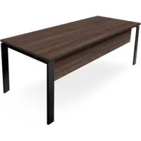 Mesa-escritorio Con Faldón. Estructura Metálica Abierta Negro.  180x60 Cm. Nogal. Ofilike