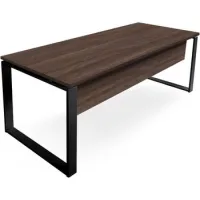 Mesa-escritorio Con Faldón. Estructura Metálica Abierta Negro.  160x80 Cm. Nogal. Ofilike