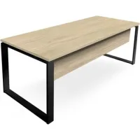 Mesa-escritorio Con Faldón. Estructura Metálica Abierta Negro.  180x60 Cm. Roble. Ofilike