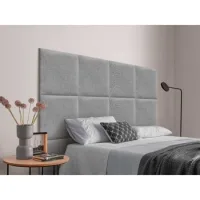 Dhome Cabecero Tapizado Para Camas De 95cm Compuesto De Paneles Autoadhesivos Intercambiables De Lino Natural Cama Lujo Dormitorio Acolchado (gris Claro, 95cm)