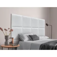Dhome Cabecero Tapizado Para Camas De 120cm Compuesto De Paneles Autoadhesivos Intercambiables De Lana Ecológica Cama Lujo Dormitorio Acolchado (blanco, 120cm)
