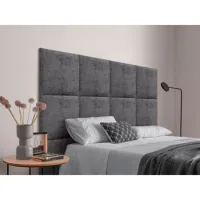 Dhome Cabecero Tapizado Para Camas De 200cm Compuesto De Paneles Autoadhesivos Intercambiables De Lana Ecológica Cama Lujo Dormitorio Acolchado (gris Oscuro, 200cm)