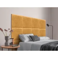 Dhome Cabecero Tapizado Para Camas De 150cm Compuesto De Paneles Autoadhesivos Intercambiables De Lana Ecológica Cama Lujo Dormitorio Acolchado (mostaza, 150cm)