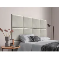 Dhome Cabecero Tapizado Para Camas De 150cm Compuesto De Paneles Autoadhesivos Intercambiables De Terciopelo Premium Cama Lujo Dormitorio Acolchado (beige, 150cm)