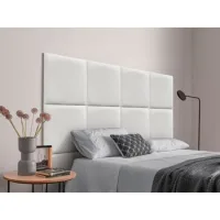 Dhome Cabecero Tapizado Para Camas De 220cm Compuesto De Paneles Autoadhesivos Intercambiables De Terciopelo Premium Cama Lujo Dormitorio Acolchado (blanco, 220cm)