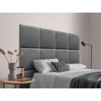 Dhome Cabecero Tapizado Para Camas De 95cm Compuesto De Paneles Autoadhesivos Intercambiables De Terciopelo Premium Cama Lujo Dormitorio Acolchado (gris Ceniza, 95cm)