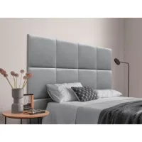 Dhome Cabecero Tapizado Para Camas De 140cm Compuesto De Paneles Autoadhesivos Intercambiables De Terciopelo Premium Cama Lujo Dormitorio Acolchado (gris Claro, 140cm)
