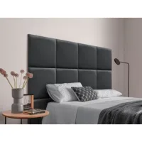 Dhome Cabecero Tapizado Para Camas De 160cm Compuesto De Paneles Autoadhesivos Intercambiables De Terciopelo Premium Cama Lujo Dormitorio Acolchado (gris Oscuro, 160cm)