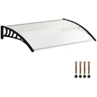 Marquesinas exterior para puertas y ventanas, 122x89 cm, soporte de aleación de aluminio, blanco, tejadillo de protección contra sol y lluvia