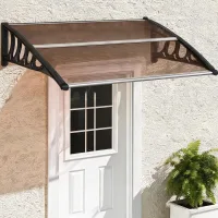 Toldo para puerta y ventana 103 x 96,5 cm de policarbonato y aluminio para fijar a la pared