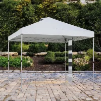 Gazebo de jardín 3x3 m blanco, estructura de metal y lona oxford 210d, bolsa de transporte