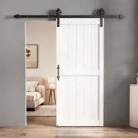Puerta corredera de interior de aplicación en pared para cocina y salón, mdf y acero al carbono, 81,3 x 213,4 cm