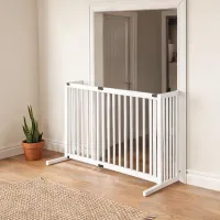 Barrera de seguridad para perros de madera de pino, blanca, 102-183 x 57 x 70 cm, autoportante y extensible
