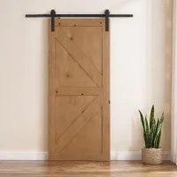 Kit puerta corredera de aplicación para tabique privativo, riel de acero al carbono 200 cm, carga 90 kg
