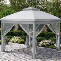 Gazebo plegable para jardín y terraza, estructura metálica oxford, 330 x 330 x 288 cm