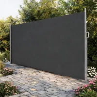 Biombo lateral para terraza: protección solar y viento, 420 x 185 cm, aluminio y poliéster gris oscuro