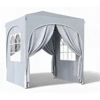 Carpa plegable 2x2 m de altura regulable en metal y tejido oxford 210d, cuatro paredes desmontables