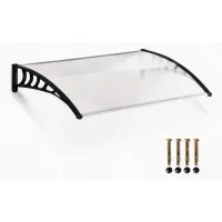 Marquesina 150 x 90 x 25 cm de policarbonato y aluminio, protección anti-uv para puerta y ventana, para montar uno mismo