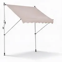 Toldo retráctil manual 200 x 150 x 280 cm con estructura de aluminio tono beige para balcón y terraza