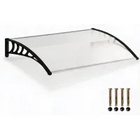 Marquesina exterior 122 x 89 x 24 cm de policarbonato y aluminio para puerta y ventana
