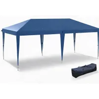 Carpa plegable de tela oxford 210d sobre estructura de acero con revestimiento plateado, 6 x 3 m, altura ajustable en 3 niveles, azul
